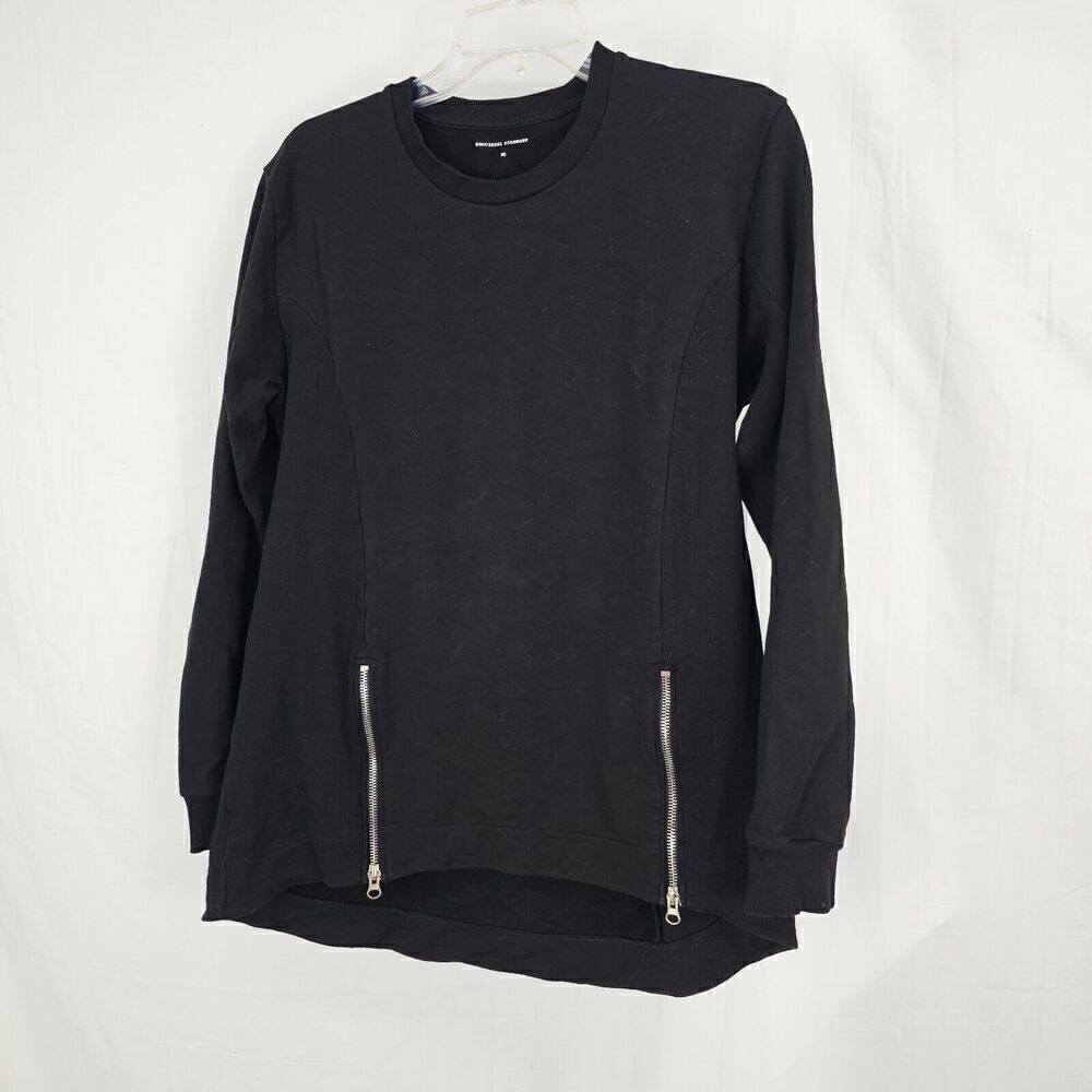 Universal Standard Black Pullover Sweatshirt Zip At The Hips Women's Size XS